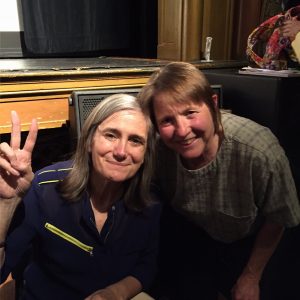 Doris believes in a democracy where all voices are heard (pictured here with Amy Goodman at the Lincoln Theater)